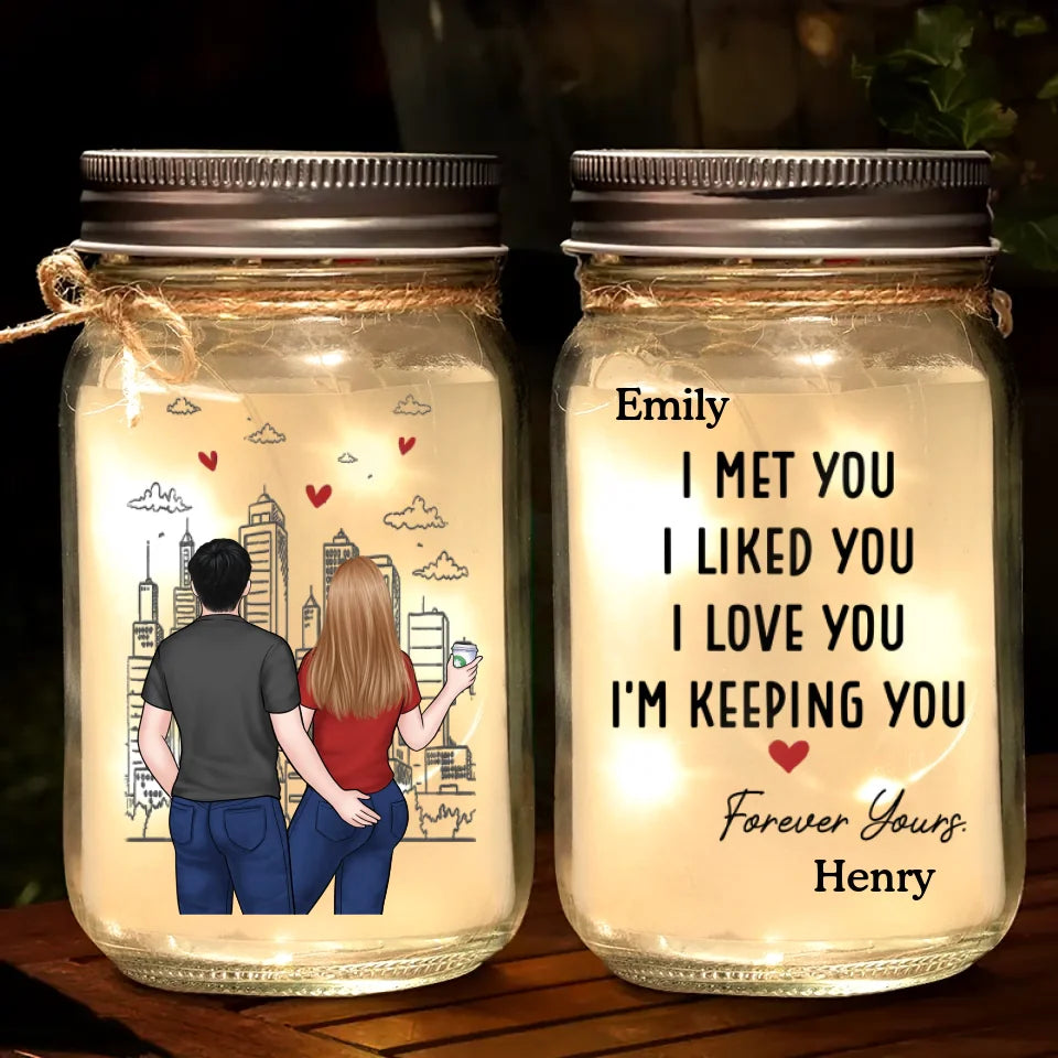 You’re Not Just My Everything, You’re My Forever - Couple Personalized Custom Mason Jar Light - Gift For Couple, Husband Wife, Anniversary