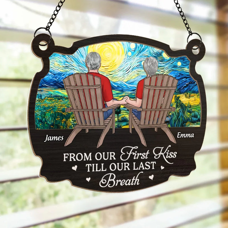 Our Love Story Began With A First Glance And Grew Into Forever - Couple Personalized Window Hanging Suncatcher Ornament - Gift For Husband Wife, Anniversary