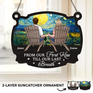 Our Love Story Began With A First Glance And Grew Into Forever - Couple Personalized Window Hanging Suncatcher Ornament - Gift For Husband Wife, Anniversary