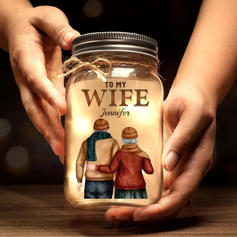 Being With You Is My Greatest Happiness - Couple Personalized Custom Mason Jar Light - Gift For Couple, Husband Wife, Anniversary