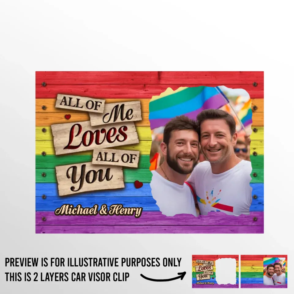 Custom Photo My Happy Place Is Wherever You Are - Couple Personalized Custom Car Visor Clip - Gift For Husband Wife, Anniversary, LGBTQ+