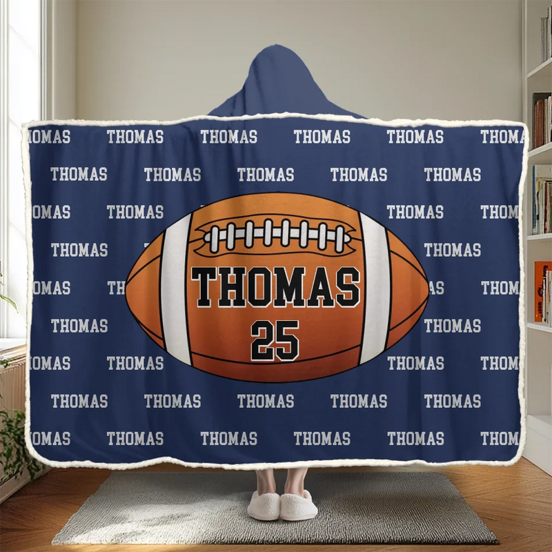 Eat, Sleep, Football, Repeat - Personalized Custom Snuggle Blanket, Hoodie Blanket - Gift For Sport Lovers, Sport Players