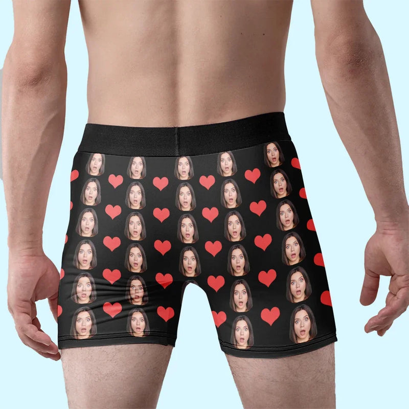 Custom Photo You’re The Reason I Believe In Love - Couple Personalized Custom Boxer Briefs, Men's Boxers - Gift For Husband Wife, Anniversary