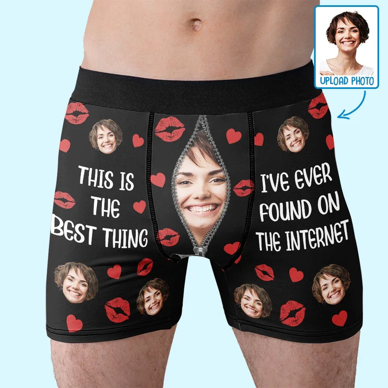 Custom Photo My Heart Is Perfect Because You Are Inside - Couple Personalized Custom Boxer Briefs, Men's Boxers - Gift For Husband Wife, Anniversary