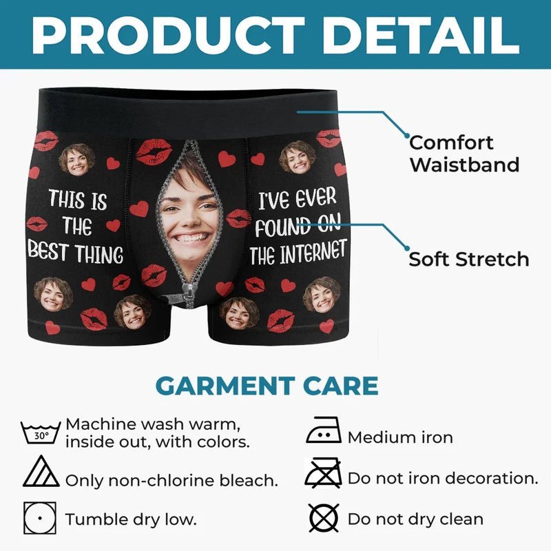Custom Photo My Heart Is Perfect Because You Are Inside - Couple Personalized Custom Boxer Briefs, Men's Boxers - Gift For Husband Wife, Anniversary