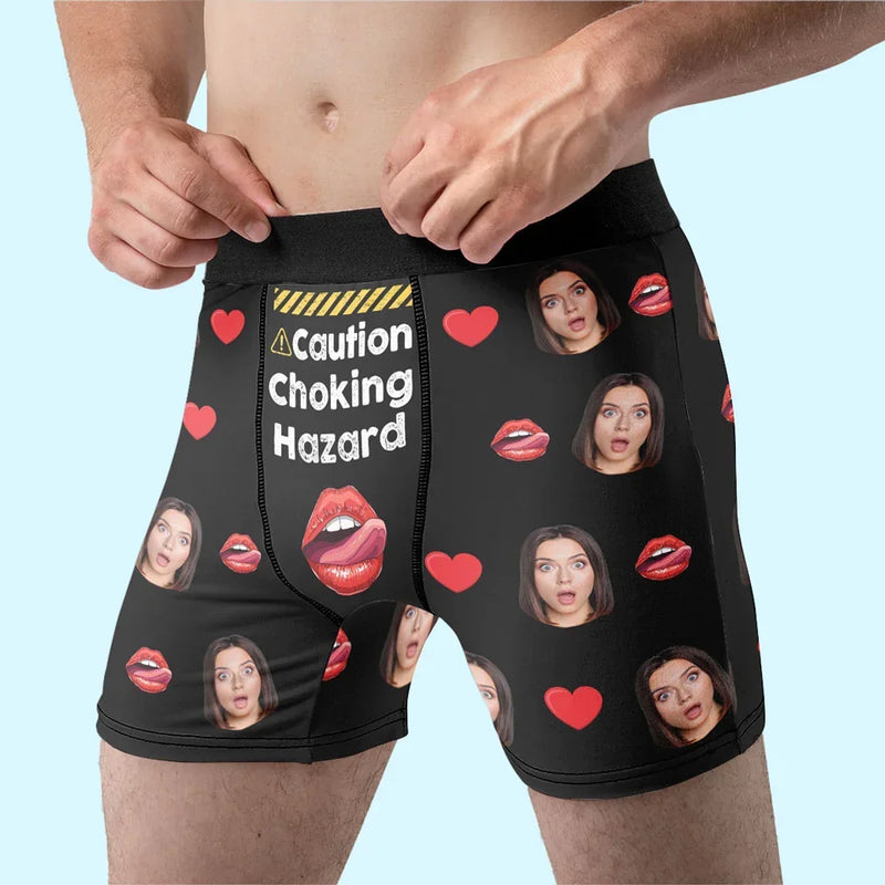 Custom Photo The Melody Of Your Laugh Is My Favorite Tune - Couple Personalized Custom Boxer Briefs, Men's Boxers - Gift For Husband Wife, Anniversary