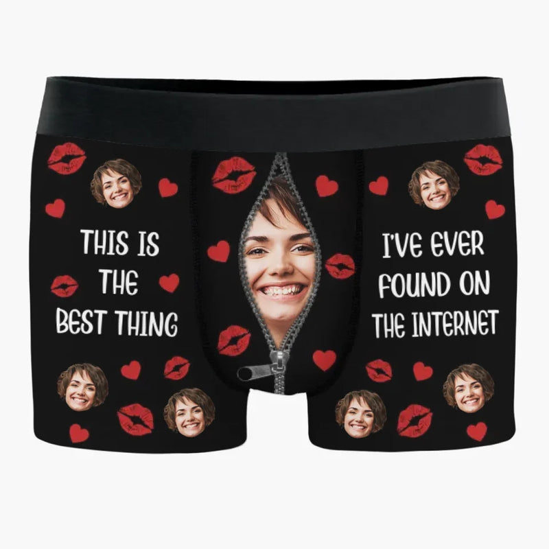 Custom Photo My Heart Is Perfect Because You Are Inside - Couple Personalized Custom Boxer Briefs, Men's Boxers - Gift For Husband Wife, Anniversary