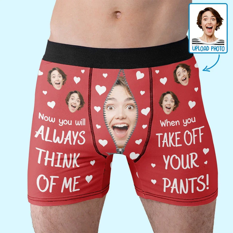 Custom Photo You Make My Heart Smile - Couple Personalized Custom Boxer Briefs, Men's Boxers - Gift For Husband Wife, Anniversary