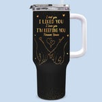 Custom Name Romantic Couple Gifts - Personalized 40 Oz Tumbler With Handle