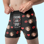 Custom Photo When You Laugh, My World Sings Along - Couple Personalized Custom Boxer Briefs, Men's Boxers - Gift For Husband Wife, Anniversary