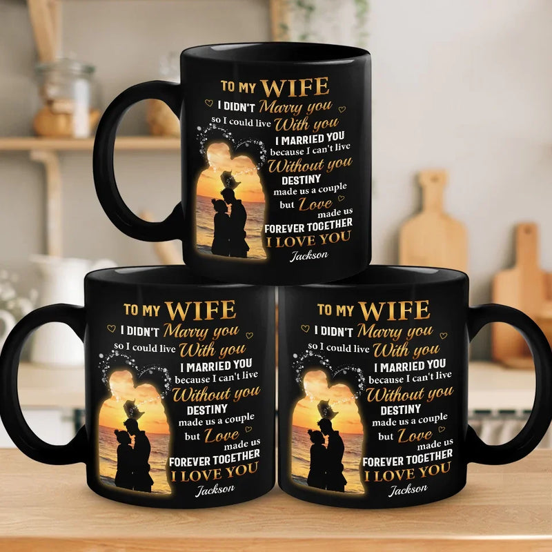 Destiny Made Us A Couple But Love Made Us Forever Together - Couple Personalized Custom Black Mug - Gift For Husband Wife, Anniversary