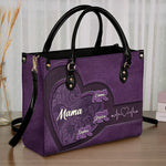 Custom Name Mama Heart Gifts for Mom - Personalized Leather Handbag