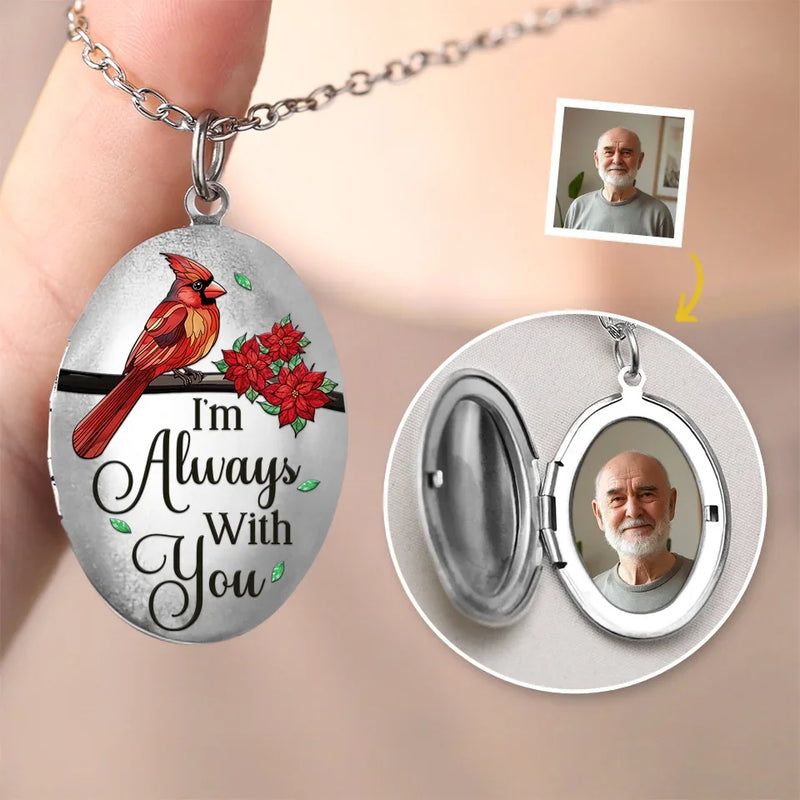 Custom Photo I'm Always With You - Memorial Personalized Custom Locket Necklace - Sympathy Gift For Family Members