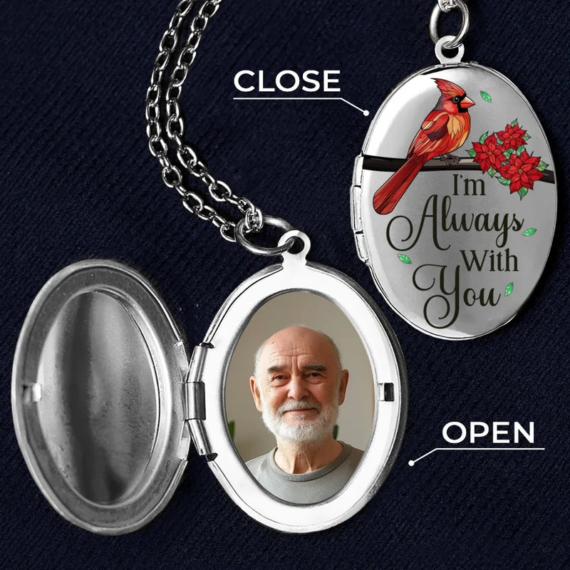 Custom Photo I'm Always With You - Memorial Personalized Custom Locket Necklace - Sympathy Gift For Family Members