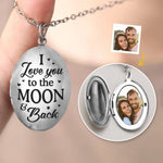 Custom Photo Love You to the Moon and Back Gifts for Couples - Personalized Locket Necklace