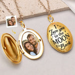 Custom Photo Love You to the Moon and Back Gifts for Couples - Personalized Locket Necklace