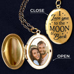 Custom Photo Love You to the Moon and Back Gifts for Couples - Personalized Locket Necklace