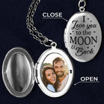 Custom Photo Love You to the Moon and Back Gifts for Couples - Personalized Locket Necklace