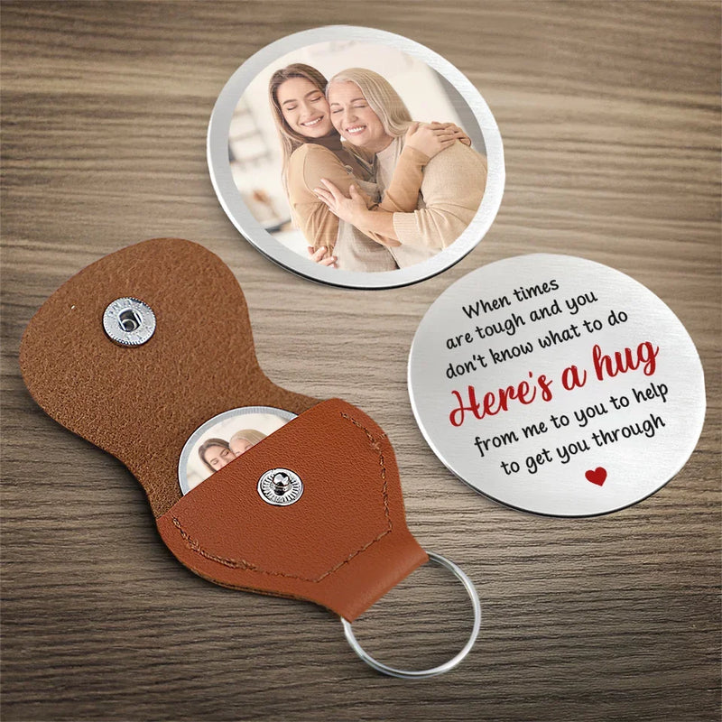 Custom Photo A Hug In Words For When I Can’t Be There To Hold You - Family Personalized Custom Pocket Hug - Gift For Family Members