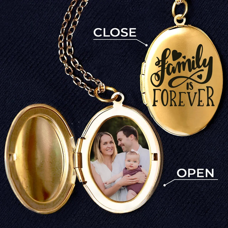 Custom Photo Family Is Forever - Family Personalized Custom Locket Necklace - Gift For Family Members