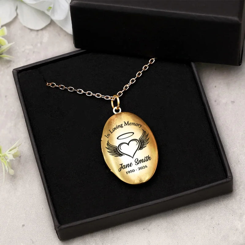 Custom Photo Forever In Our Hearts - Memorial Personalized Custom Locket Necklace - Sympathy Gift For Family Members
