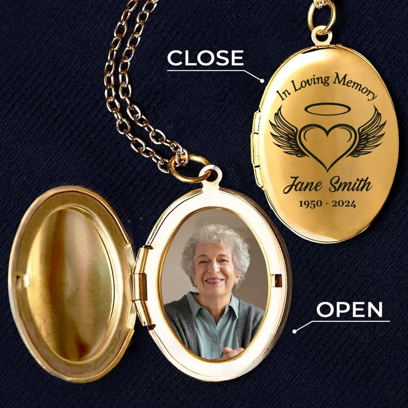 Custom Photo Forever In Our Hearts - Memorial Personalized Custom Locket Necklace - Sympathy Gift For Family Members