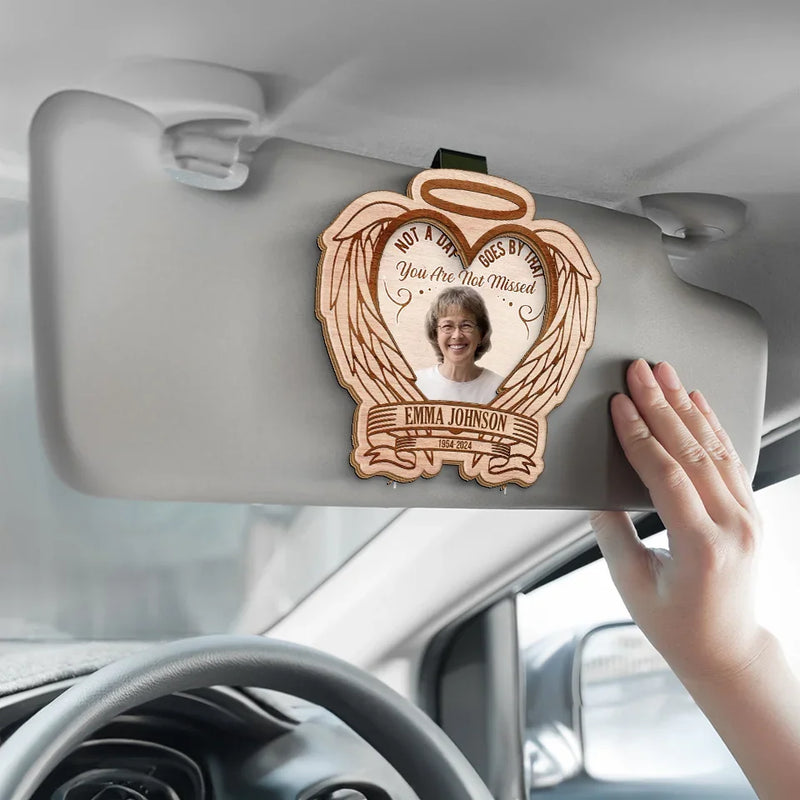 Custom Photo Not A Day Goes By That You Are Not Missed - Memorial Personalized Custom Car Visor Clip - Sympathy Gift For Family Members