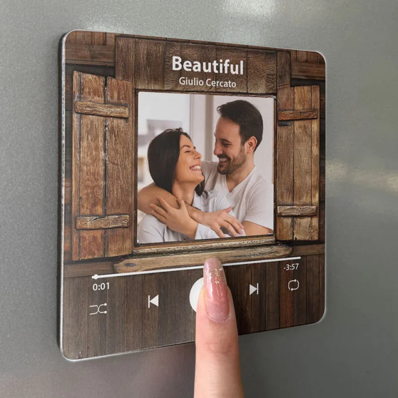 Custom Photo Music Fridge Magnet That Can Play Songs - Personalized Anniversary Wedding Gifts For Husband And Wife, Him And Her - You Are The Song I Would Listen To On Loop
