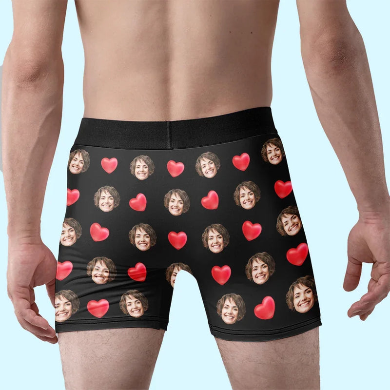 Custom Photo I Love Every Inch Of You - Couple Personalized Custom Boxer Briefs, Men's Boxers - Gift For Husband Wife, Anniversary