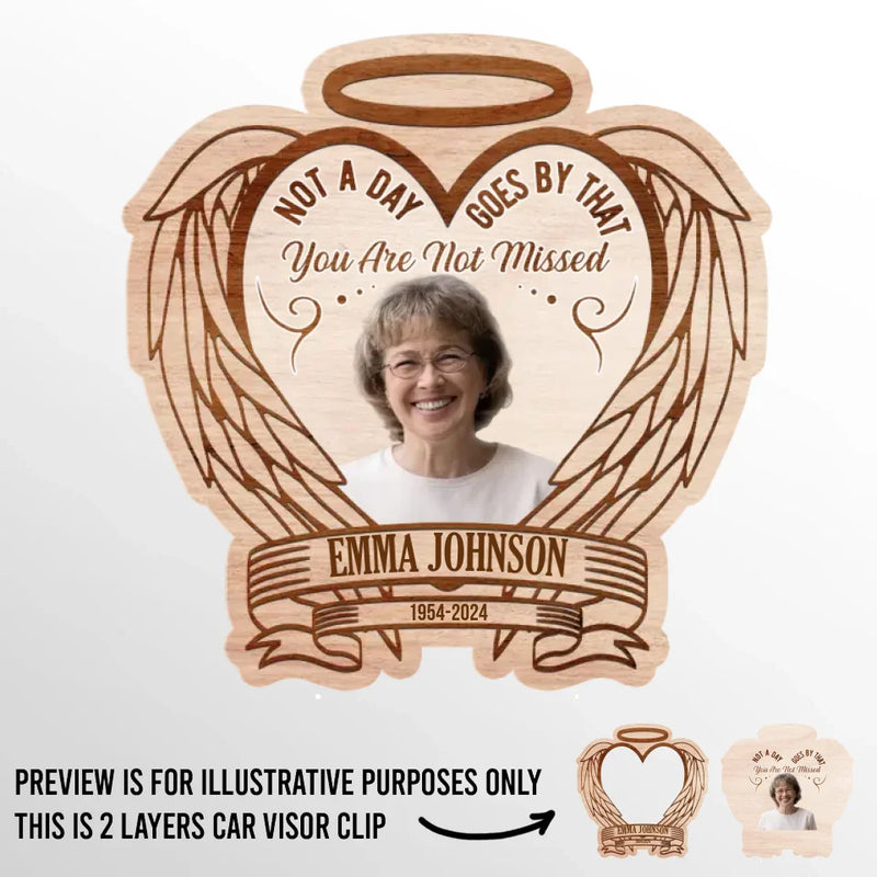 Custom Photo Not A Day Goes By That You Are Not Missed - Memorial Personalized Custom Car Visor Clip - Sympathy Gift For Family Members
