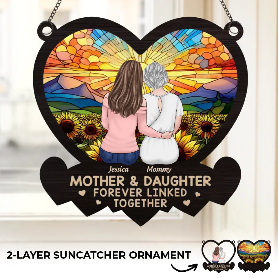 You Make My Heart Smile - Family Personalized Window Hanging Suncatcher - Gift For Mom, Daughter