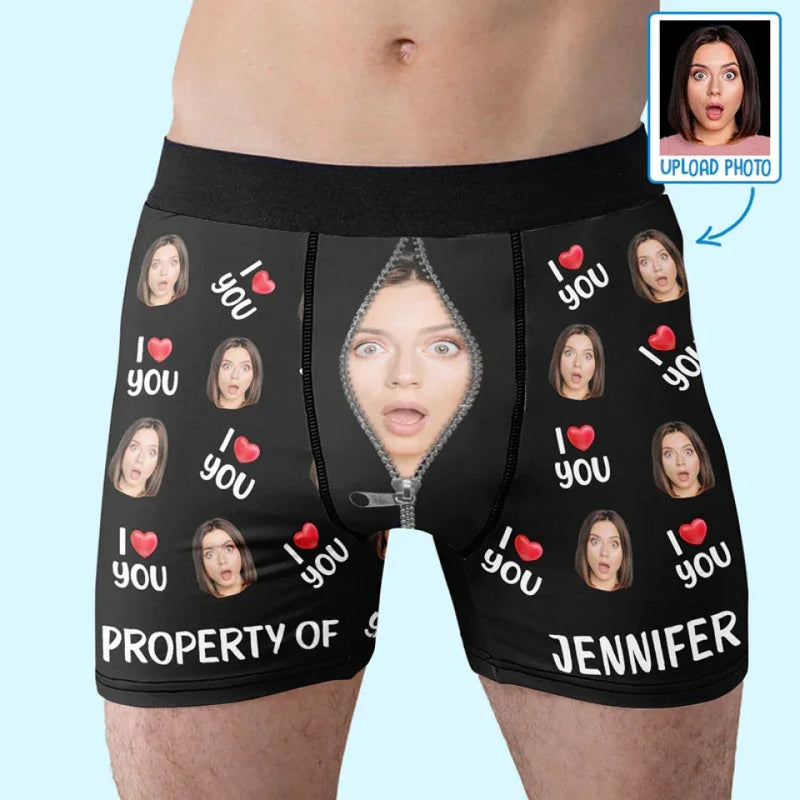 Custom Photo I Love You Always - Couple Personalized Custom Boxer Briefs, Men's Boxers - Gift For Husband Wife, Anniversary
