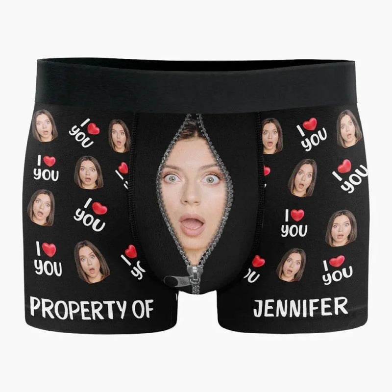 Custom Photo I Love You Always - Couple Personalized Custom Boxer Briefs, Men's Boxers - Gift For Husband Wife, Anniversary