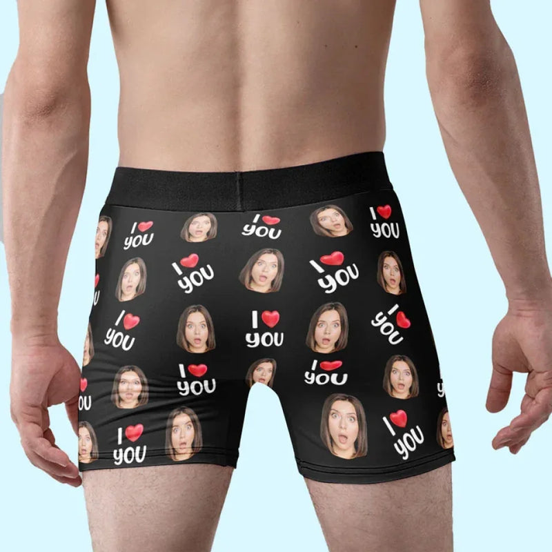 Custom Photo I Love You Always - Couple Personalized Custom Boxer Briefs, Men's Boxers - Gift For Husband Wife, Anniversary