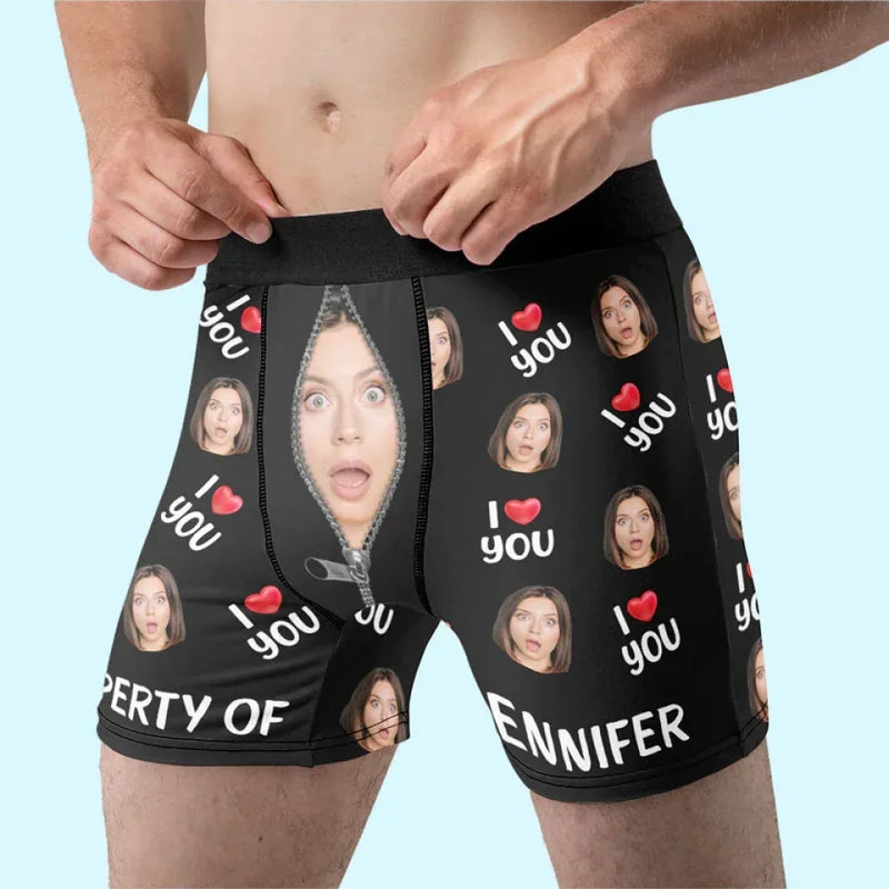 Custom Photo I Love You Always - Couple Personalized Custom Boxer Briefs, Men's Boxers - Gift For Husband Wife, Anniversary