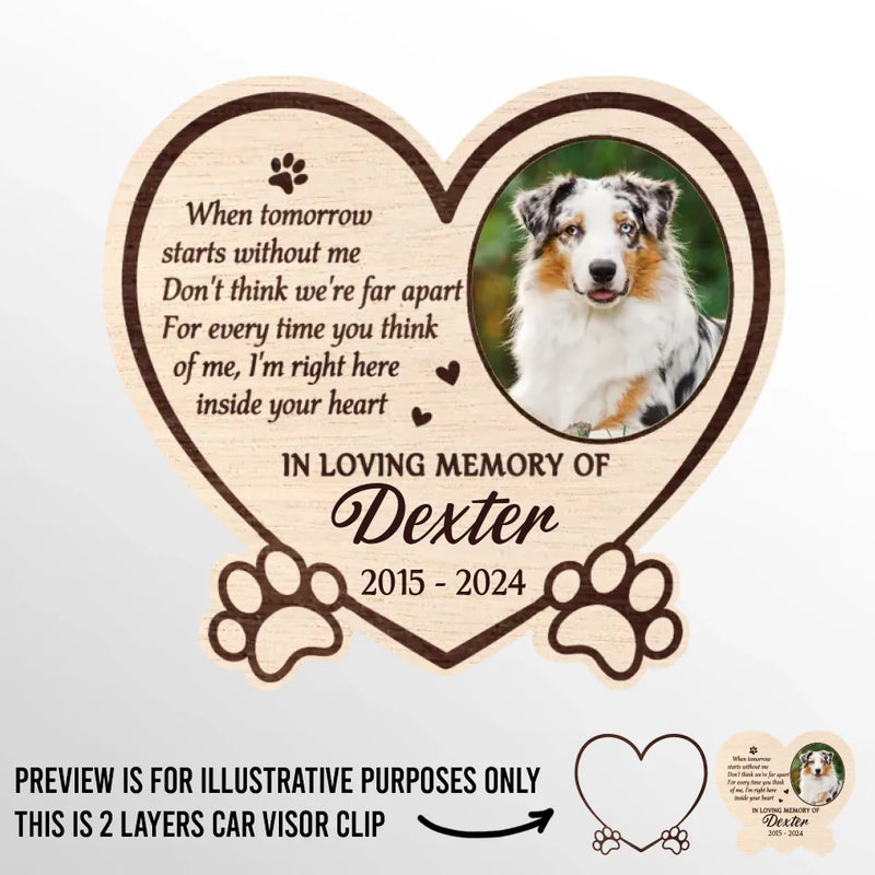 Custom Photo No Longer By My Side But Forever In My Heart - Memorial Personalized Custom Car Visor Clip - Sympathy Gift For Pet Owners, Pet Lovers