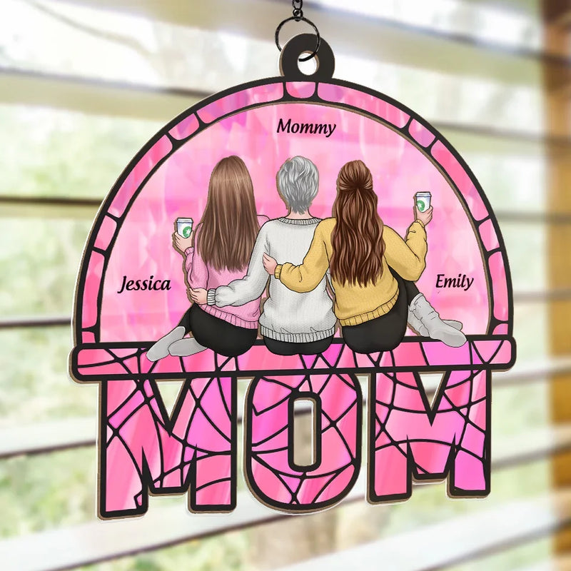 Behind Every Great Daughter Is An Amazing Mom - Family Personalized Window Hanging Suncatcher - Gift For Mom, Daughter
