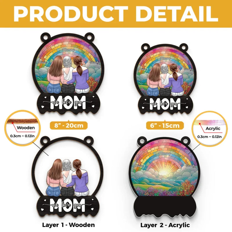 You Are My Sunshine On A Cloudy Day - Family Personalized Window Hanging Suncatcher - Gift For Mom, Daughter