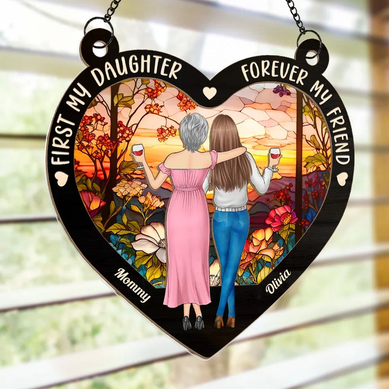 Happiness Is Mother And Daughter Time - Family Personalized Window Hanging Suncatcher - Gift For Mom, Daughter