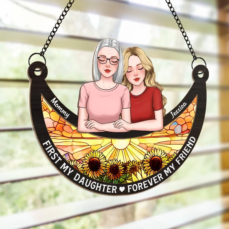 Forever My Friend - Family Personalized Window Hanging Suncatcher Ornament - Gift For Mom, Daughter