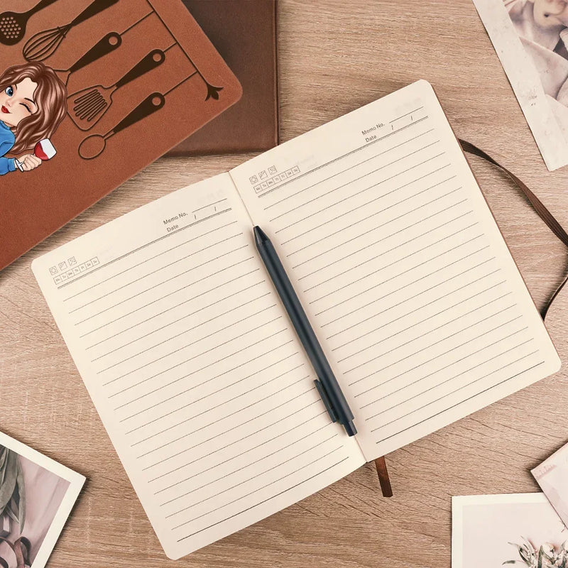 The Best Meals Are Made With Grandma’s Touch - Family Personalized Custom Leather Journal - Gift For Mom, Grandma