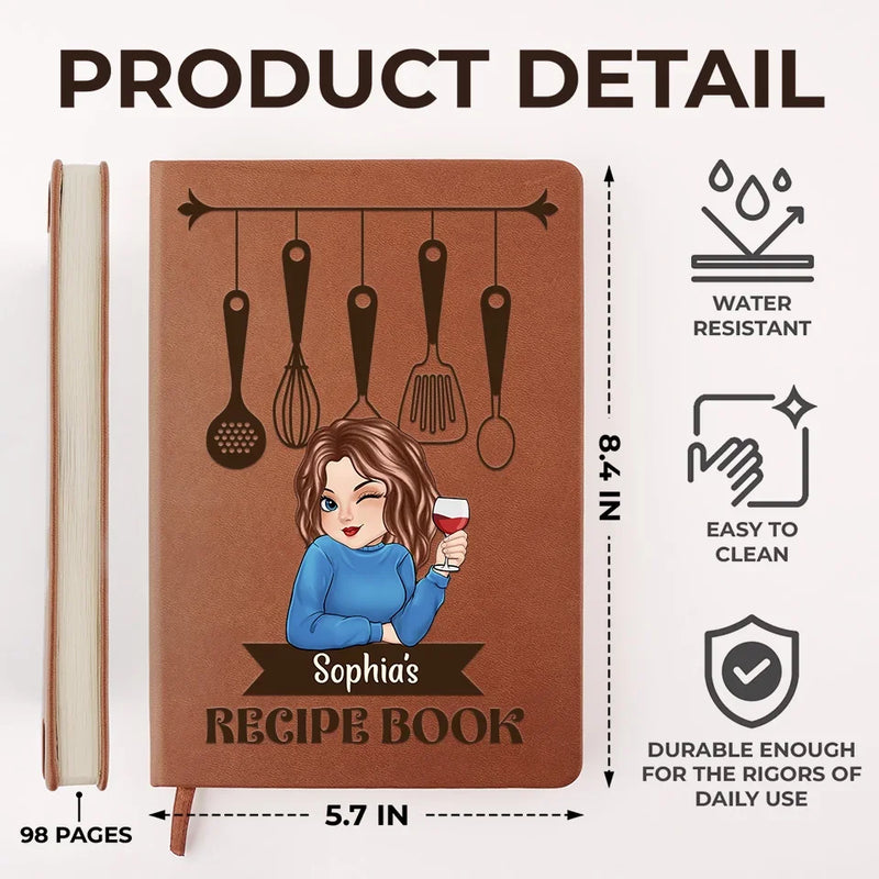 The Best Meals Are Made With Grandma’s Touch - Family Personalized Custom Leather Journal - Gift For Mom, Grandma