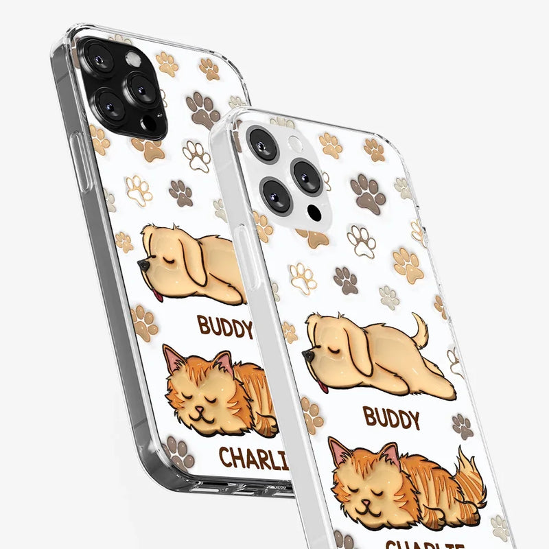 Pets Leave Paw Prints On Our Hearts - Dog & Cat Personalized Custom 3D Inflated Effect Printed Clear Phone Case - Gift For Pet Owners, Pet Lovers