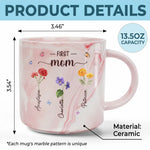 First Mom, Now Grandma - Family Personalized Custom Marble Mug - Gift For Mom, Grandma