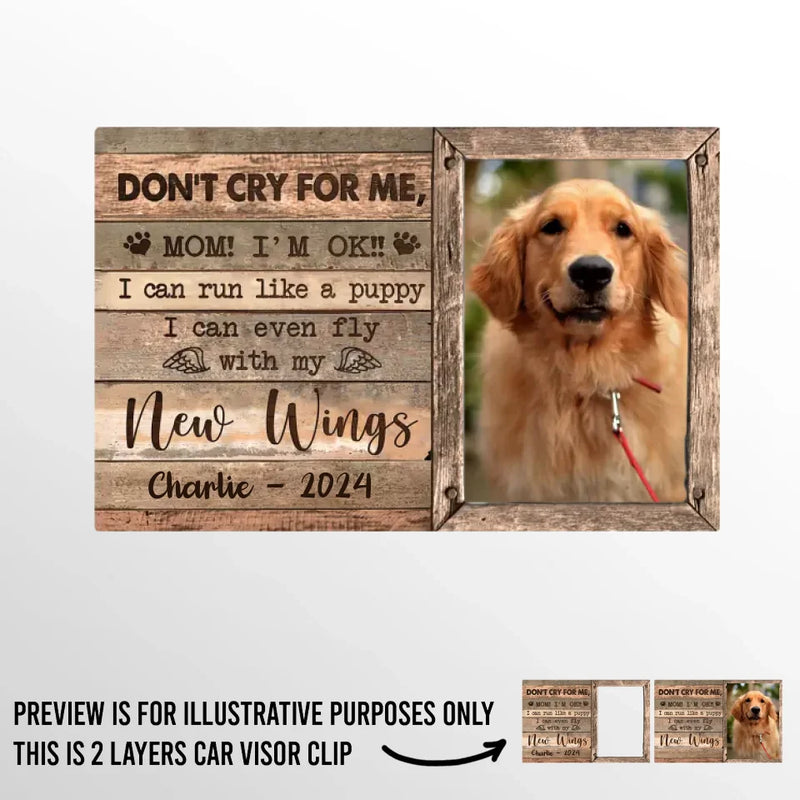 Custom Photo Forever Loved, Now Flying High With Angel Wings - Memorial Personalized Custom Car Visor Clip - Sympathy Gift For Pet Owners, Pet Lovers