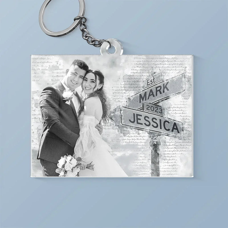 Custom Photo Loved You Then, Love You Still - Couple Personalized Custom Shaped Acrylic Keychain - Gift For Husband Wife, Anniversary