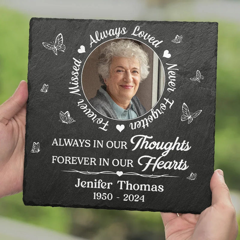 Custom Photo Not A Day Goes By That You Are Not Missed - Memorial Personalized Custom Square Shaped Memorial Stone - Sympathy Gift For Family Members