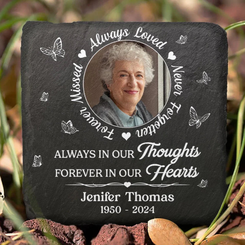 Custom Photo Not A Day Goes By That You Are Not Missed - Memorial Personalized Custom Square Shaped Memorial Stone - Sympathy Gift For Family Members