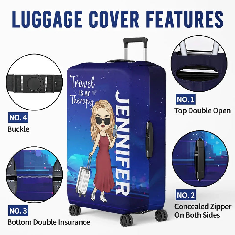 Travel Far Enough, You Meet Yourself - Travel Personalized Custom Luggage Cover - Summer Vacation Gift, Gift For Adventure Travel Lovers
