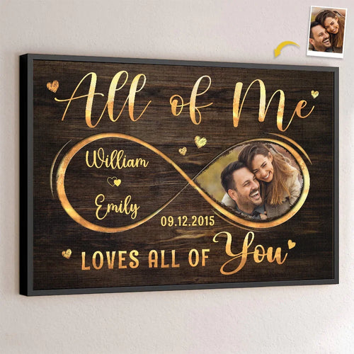 "All Of Me Loves All Of You" Wooden Wall Plaque - 40x15 Inch Framed Sign For Bedroom, Farmhouse Decor